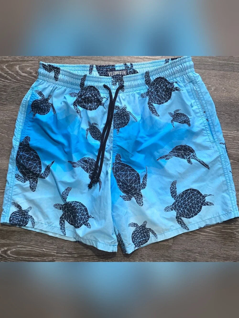 Vilebrequin Blue Turtle Print Swim Trunks